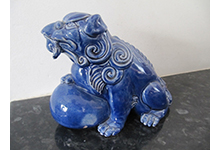 Wileman Faience Dog of Foo blue by Frederick Rhead